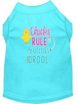 Chicks Rule Screen Print Dog Shirt - Aqua