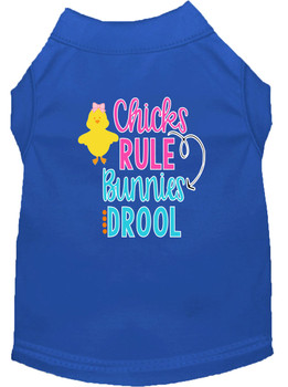 Chicks Rule Screen Print Dog Shirt - Blue