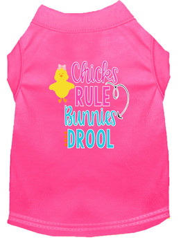 Chicks Rule Screen Print Dog Shirt - Bright Pink
