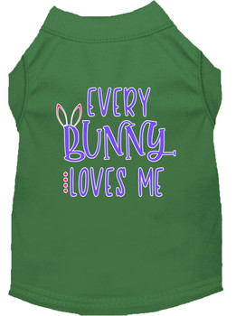 Every Bunny Loves Me Screen Print Dog Shirt - Green