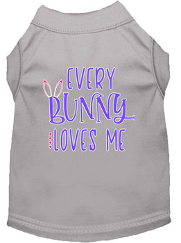 Every Bunny Loves Me Screen Print Dog Shirt - Grey