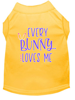 Every Bunny Loves Me Screen Print Dog Shirt - Yellow