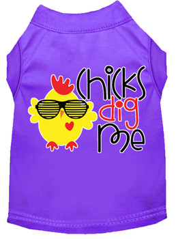 Chicks Dig Me Screen Print Dog Shirt - Purple