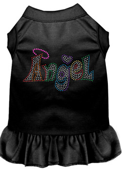 Technicolor Angel Rhinestone Pet Dress - Black