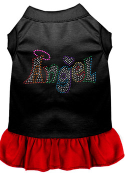 Technicolor Angel Rhinestone Pet Dress - Black With Red