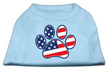 Patriotic Paw Screen Print Shirts - Baby Blue