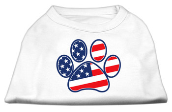 Patriotic Paw Screen Print Shirts - White