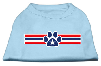 Patriotic Star Paw Screen Print Shirts - Baby Blue