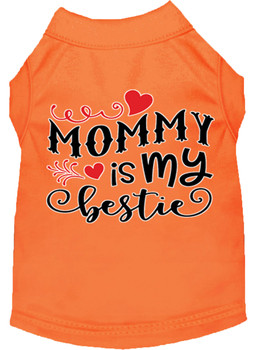 Mommy Is My Bestie Screen Print Dog Shirt - Orange