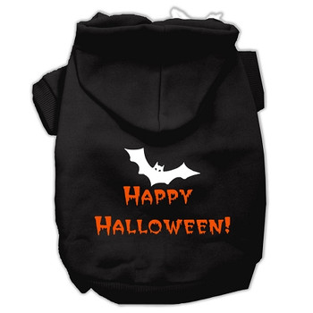 Happy Halloween Screen Print Pet Hoodies - Black