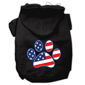 Patriotic Paw Screen Print Pet Hoodies - Black