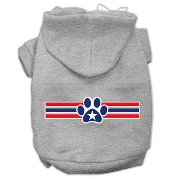 Patriotic Star Paw Screen Print Pet Hoodies - Grey