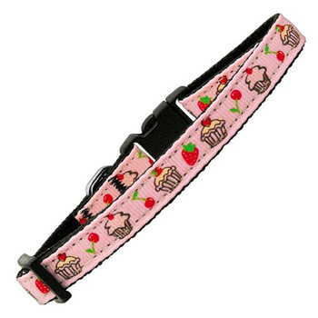 Cupcakes Nylon Ribbon Dog & Cat Collar - Light Pink image