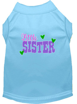 Little Sister Screen Print Dog Shirt - Baby Blue