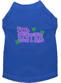 Little Sister Screen Print Dog Shirt - Blue