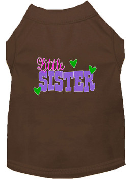 Little Sister Screen Print Dog Shirt - Brown