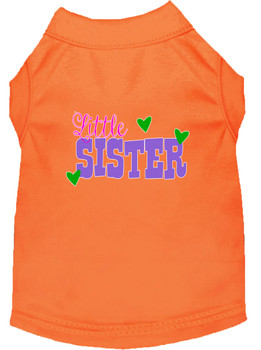 Little Sister Screen Print Dog Shirt - Orange