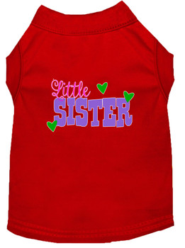 Little Sister Screen Print Dog Shirt - Red