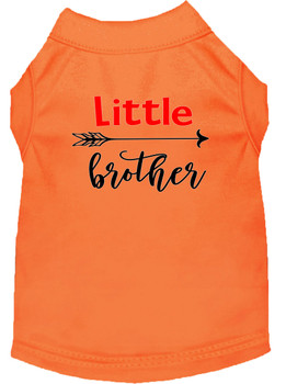 Little Brother Screen Print Dog Shirt - Orange