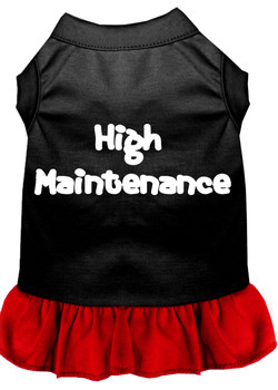 High Maintenance Screen Print Dog Dress - Black With Red