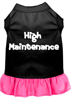 High Maintenance Screen Print Dress - Black With Bright Pink