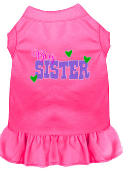 Big Sister Screen Print Dog Dress - Bright Pink