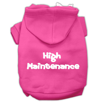 High Maintenance Screen Print Pet Hoodies - Bright Pink