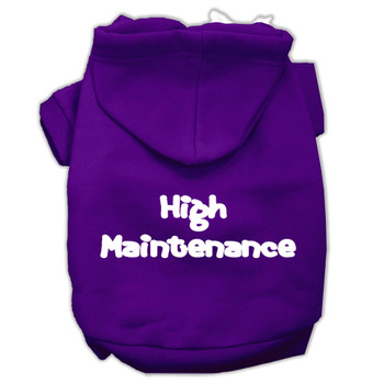 High Maintenance Screen Print Pet Hoodies - Purple