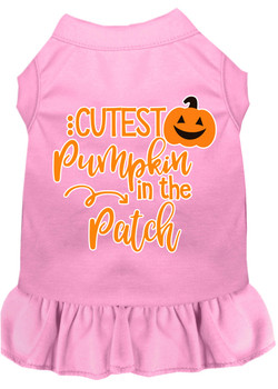 Cutest Pumpkin In The Patch Screen Print Dog Dress - Light Pink