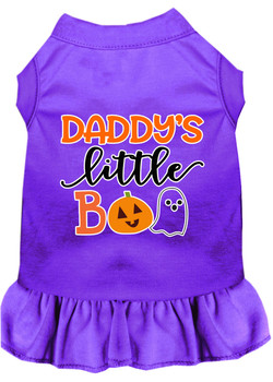 Daddy's Little Boo Screen Print Dog Dress - Purple