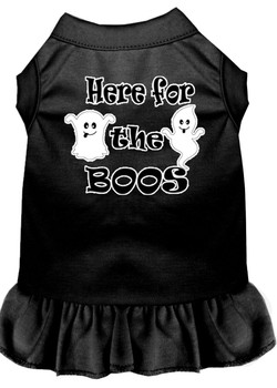 Here For The Boos Screen Print Dog Dress - Black