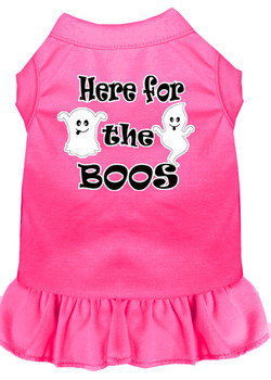 Here For The Boos Screen Print Dog Dress - Bright Pink