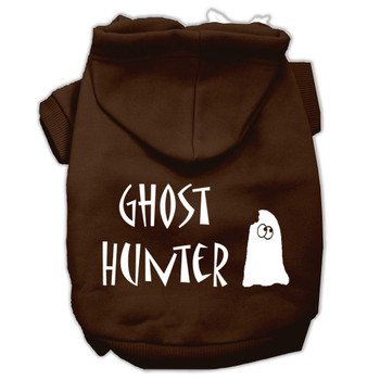 Ghost Hunter Screen Print Pet Hoodies - Brown With Cream Lettering