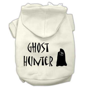 Ghost Hunter Screen Print Pet Hoodies - Cream With Black Lettering