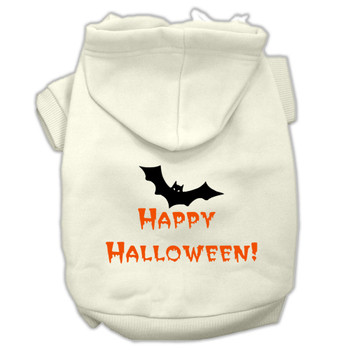 Happy Halloween Screen Print Pet Hoodies - Cream