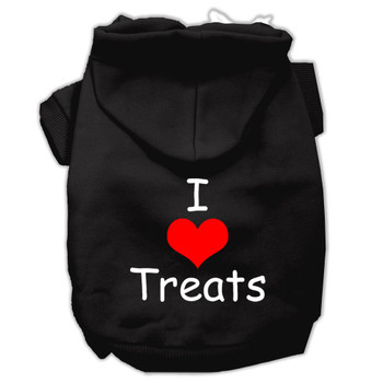 I Love Treats Screen Print Pet Hoodies - Black