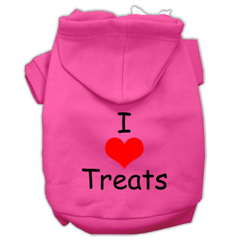 I Love Treats Screen Print Pet Hoodies - Bright Pink