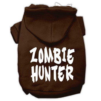 Zombie Hunter Screen Print Pet Hoodies - Brown