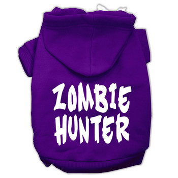 Zombie Hunter Screen Print Pet Hoodies - Purple