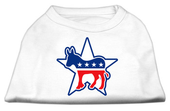 Democrat Screen Print Dog Shirt - White