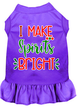 I Make Spirits Bright Screen Print Dog Dress - Purple