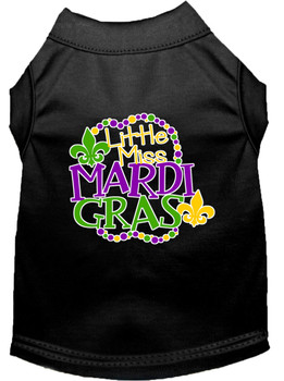 Miss Mardi Gras Screen Print Mardi Gras Dog Shirt - Black