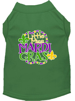 Miss Mardi Gras Screen Print Mardi Gras Dog Shirt - Green
