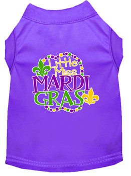 Miss Mardi Gras Screen Print Mardi Gras Dog Shirt - Purple