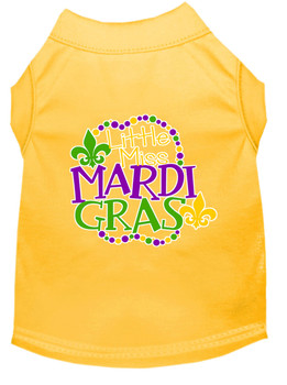 Miss Mardi Gras Screen Print Mardi Gras Dog Shirt - Yellow