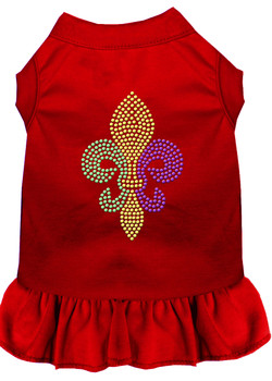 Mardi Gras Fleur De Lis Rhinestone Dress - Red