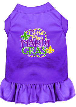 Miss Mardi Gras Screen Print Mardi Gras Dog Dress - Purple