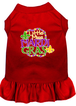 Miss Mardi Gras Screen Print Mardi Gras Dog Dress - Red