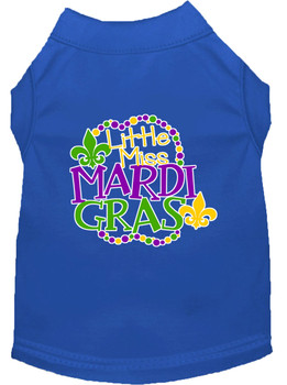 Miss Mardi Gras Screen Print Mardi Gras Dog Shirt - Blue