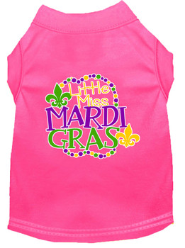 Miss Mardi Gras Screen Print Mardi Gras Dog Shirt - Bright Pink